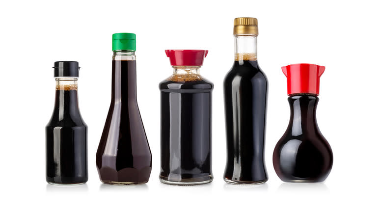 Assorted soy sauce bottles