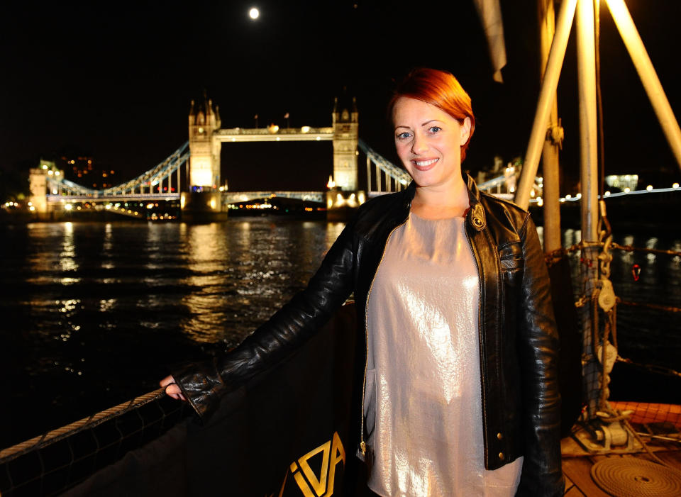 Sarah Cawood arrives at the Sea Shepherd party on board HMS Belfast in London.   (Photo by Ian West/PA Images via Getty Images)