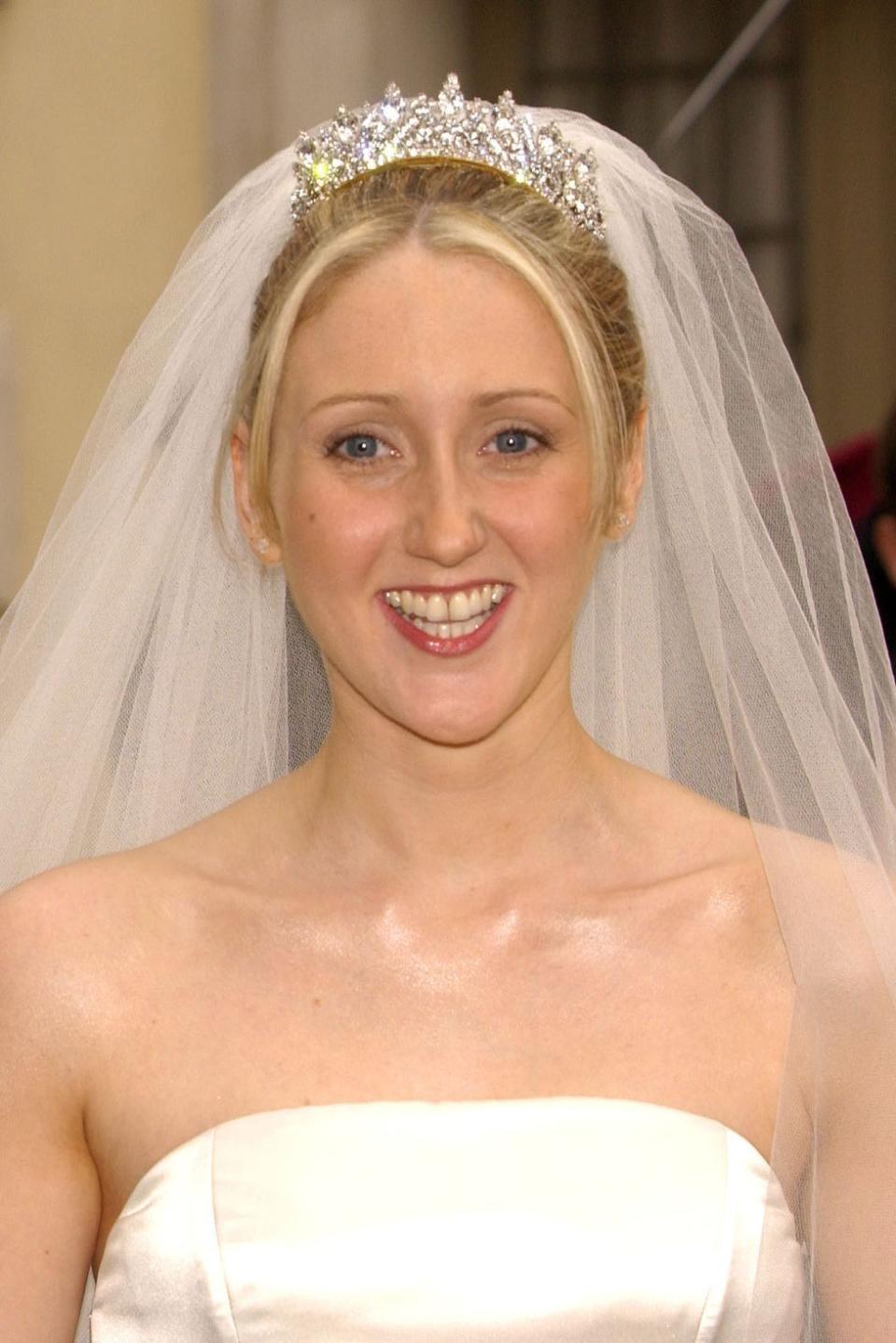 <p><strong>Wedding date: </strong>June 22, 2002</p><p><strong>Wedding tiara: </strong>While little information about Claire Windsor's wedding jewelry is known to the public, the all-diamond diadem <a href="http://www.thecourtjeweller.com/2014/05/queen-marys-honeysuckle-tiara.html" rel="nofollow noopener" target="_blank" data-ylk="slk:is believed to be one;elm:context_link;itc:0;sec:content-canvas" class="link ">is believed to be one</a> of the six tiaras owned by the Duke and Duchess of Gloucester, Claire's in-laws. <br></p>