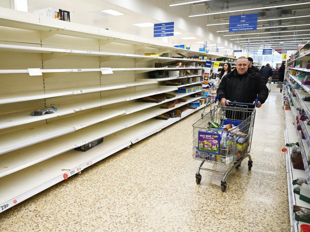 Related: Empty supermarket shelves amid panic buying (EPA)