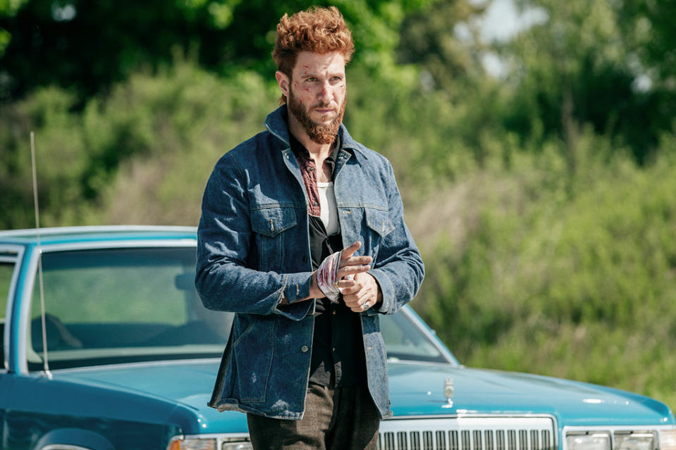 <p>Pablo Schreiber as Mad Sweeney in Starz’ <i>American Gods</i>.<br><br>(Photo: Starz) </p>