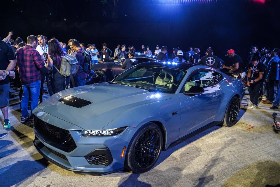 A 2024 Ford Mustang is on display after it debuts during the 2022 North American International Auto Show held at Hart Plaza in downtown Detroit on Wed., September 14, 2022.