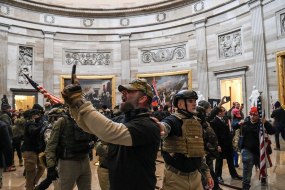 Trump supporters in the Capitol Rotunda. (Saul Loeb/AFP via Getty Images)