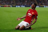 Football Soccer Britain- Hull City v Manchester United - Premier League - The Kingston Communications Stadium - 27/8/16 Manchester United's Marcus Rashford celebrates scoring their first goal Action Images via Reuters / Lee Smith
