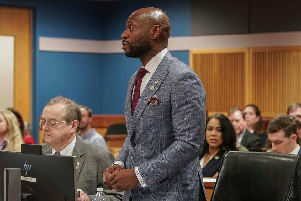 Nathan Wade, the Georgia lawyer who admitted he had a relationship with Fulton County DA Fani Willis, addresses the judge in a recent hearing.