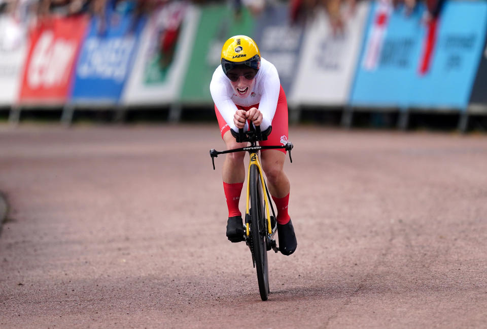 Anna Henderson, pictured here during the women's time trial at the Commonwealth Games.