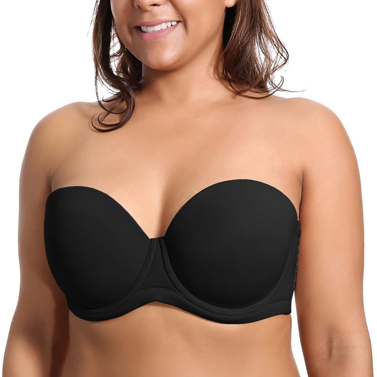 DELIMIRA Strapless Bras for Women - Underwire Lightly Lined Multiway Plus  Size Full Coverage Bandeau Bra for Big Busted