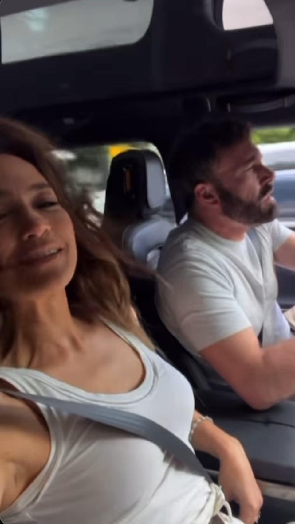 Jennifer Lopez and Ben Affleck seen in a video posted on Instagram.