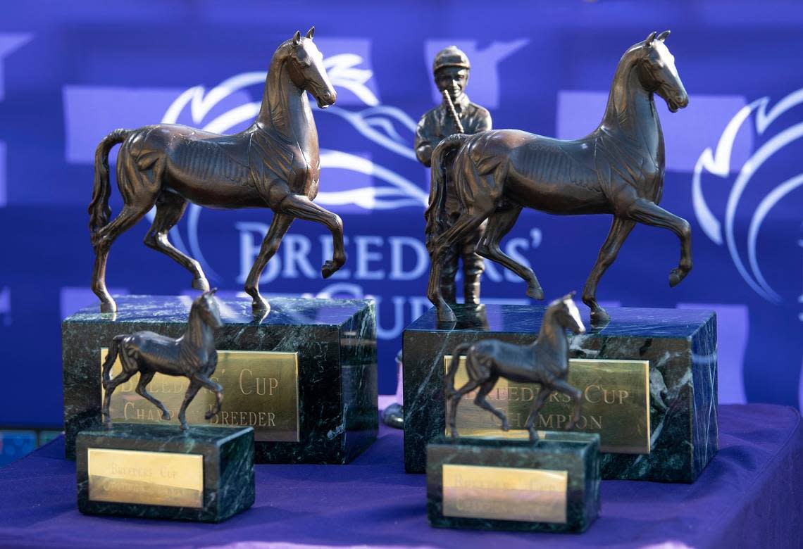 The connections of each winner receive a replica of the Breeders’ Cup Trophy.