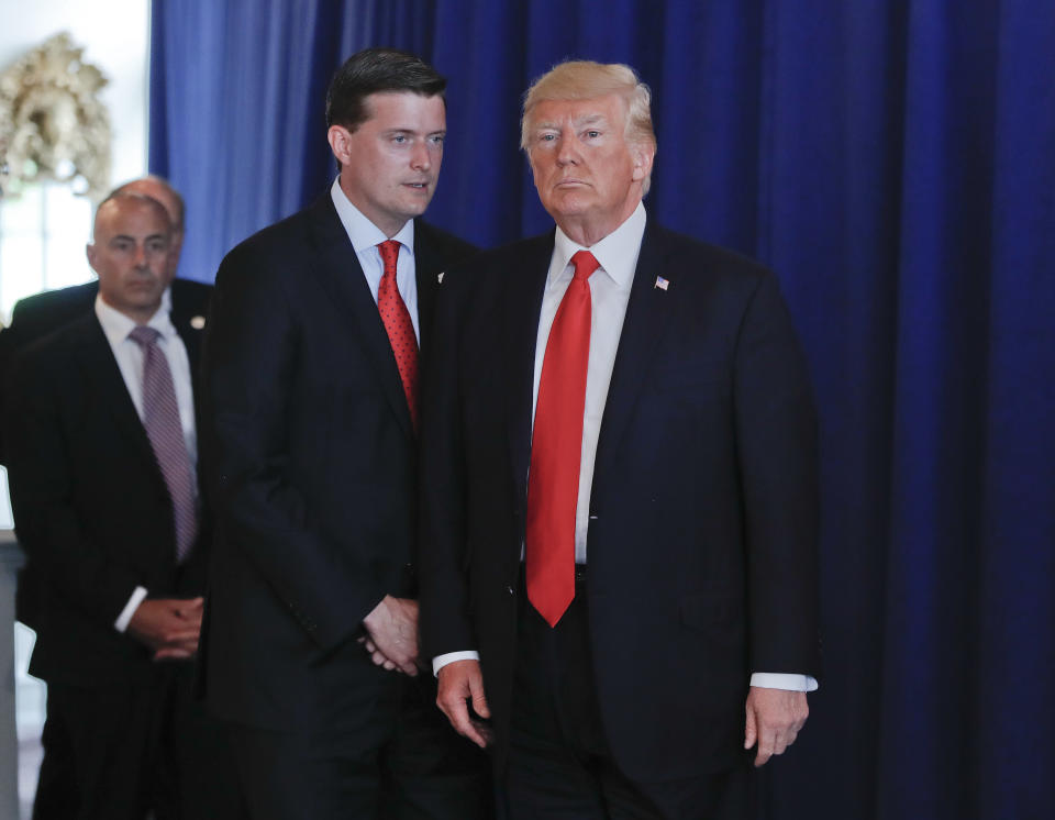 Former White House aide Rob Porter, who resigned after allegations of domestic abuse, with President Donald Trump in 2017. (Photo: ASSOCIATED PRESS)