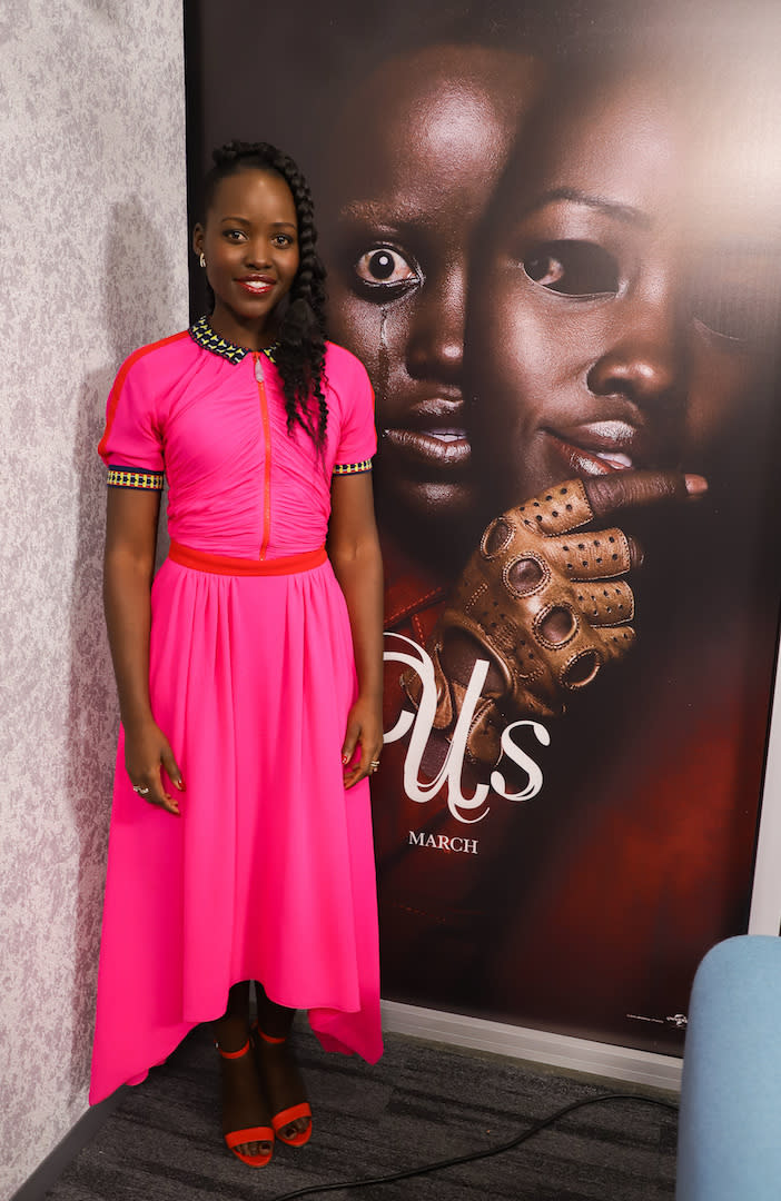 <p>On March 21, Lupita Nyong’o further cemented her position as our new go-to style muse in hot pink Schiaparelli. <em>[Photo: Getty]</em> </p>