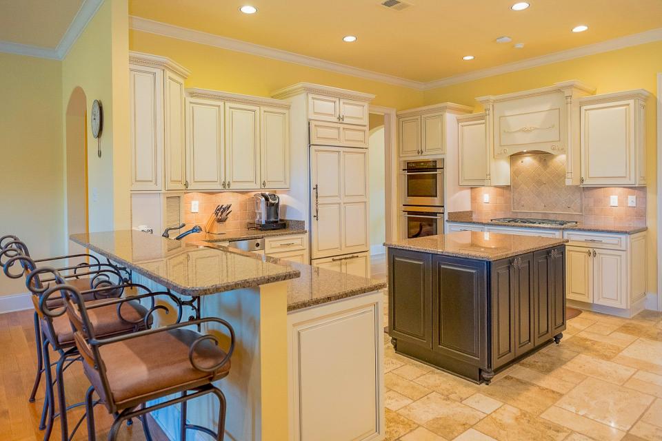 The kitchen is beautiful. With plenty of counterspace and cabinet space, plus new appliances and four comfortable bar stools giving additional seating, it is a great space.