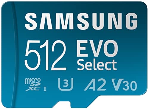 SAMSUNG EVO Select Micro SD-Memory-Card + Adapter, 512GB microSDXC 130MB/s Full HD & 4K UHD, UH…