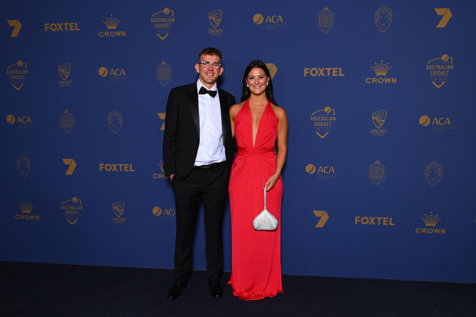 Todd Murphy and Bec Jackson at the 2024 Australian Cricket Awards.