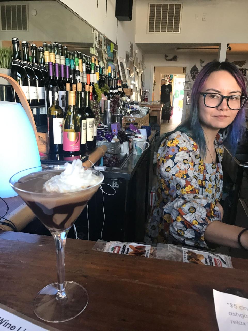 Bartender Lauren Metzgar makes a mocha cream coffee martini at Bottega on North Fourth Street, one of the stops on One B.A.D. (Brooklyn Arts District) Coffee Crawl on Jan. 28, 2023.