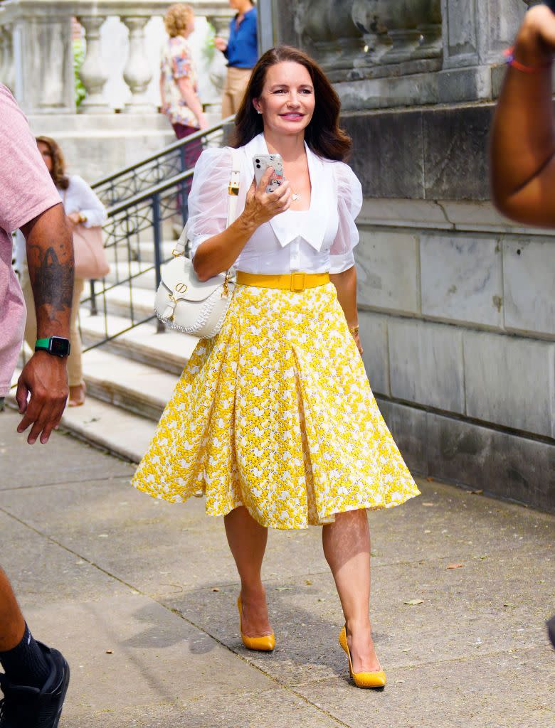 kristin davis on location for and just like that in new york city