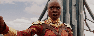 Okoye wields spear and shouts orders