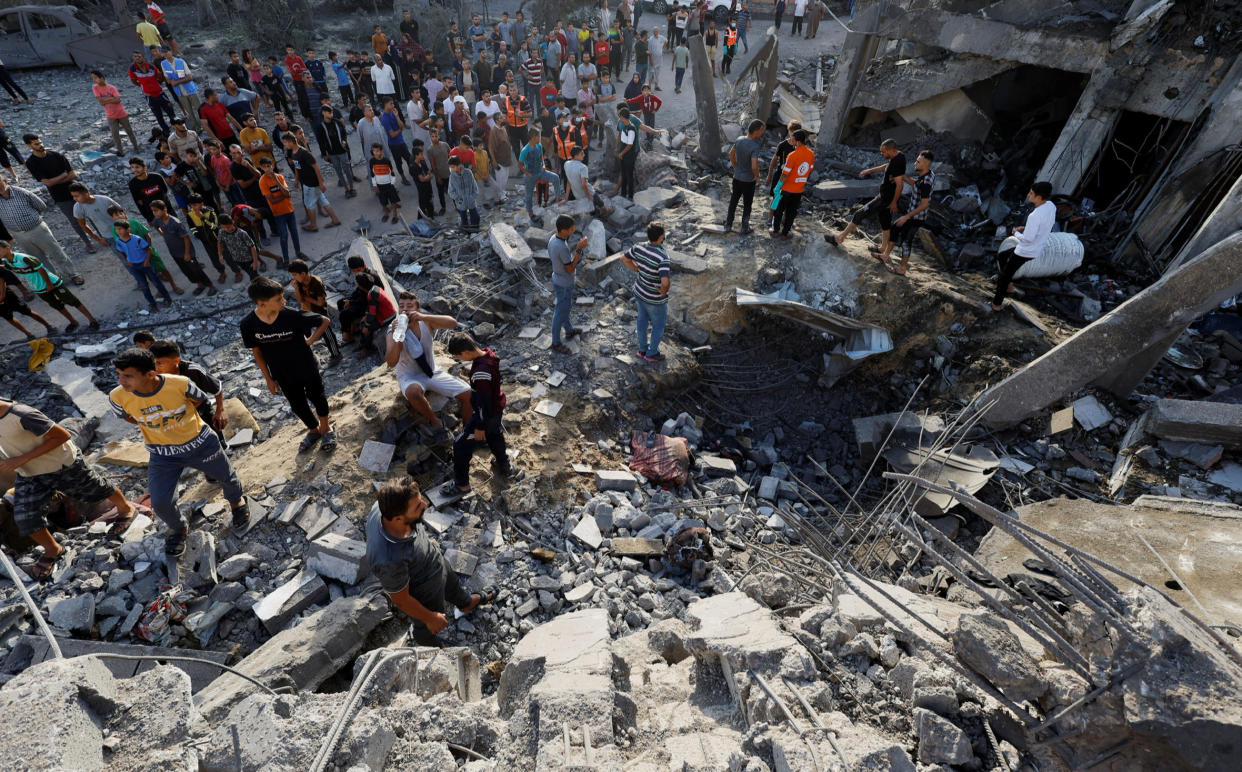 The destruction of a hospital in Gaza City left hundreds feared dead. (Reuters)