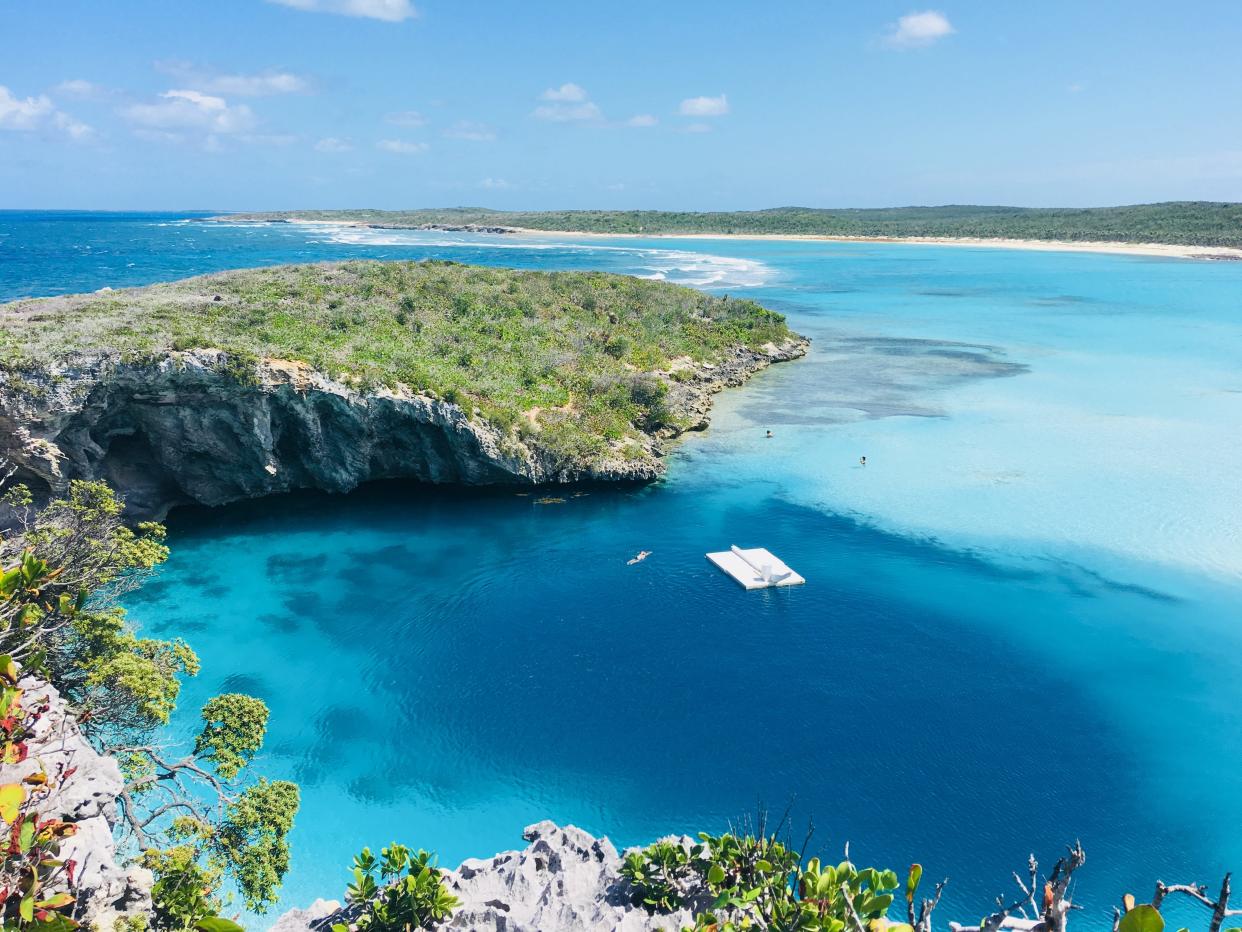 Long Island, Bahamas, Dean's Blue Hole Diving Hole. Long Island is a stark contrast to the main tourist destinations—like Nassau and Paradise Island—giving you the chance to see the Bahamas in a more raw, unadulterated form.