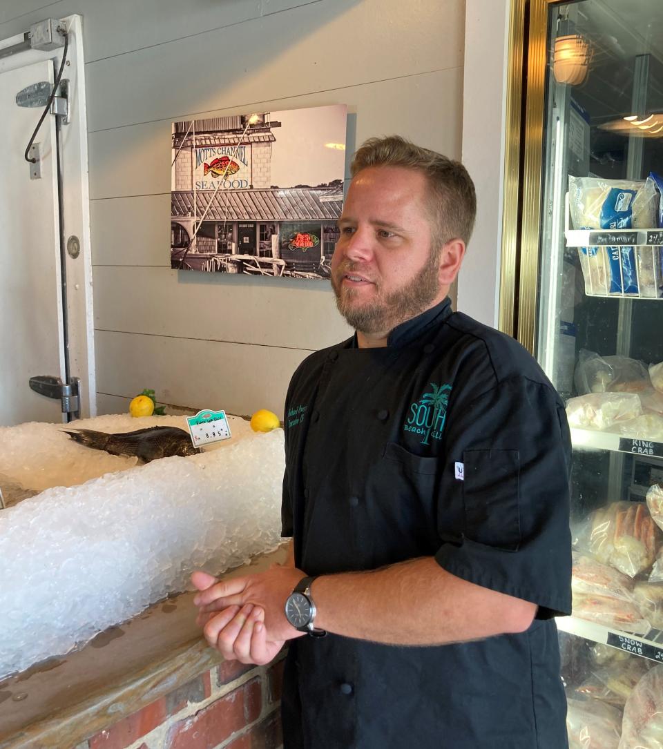 Chef Mike Overman cooks fresh fish and seafood when he's in the kitchen at South Beach Grill in Wrightsville Beach, and when he's at home.