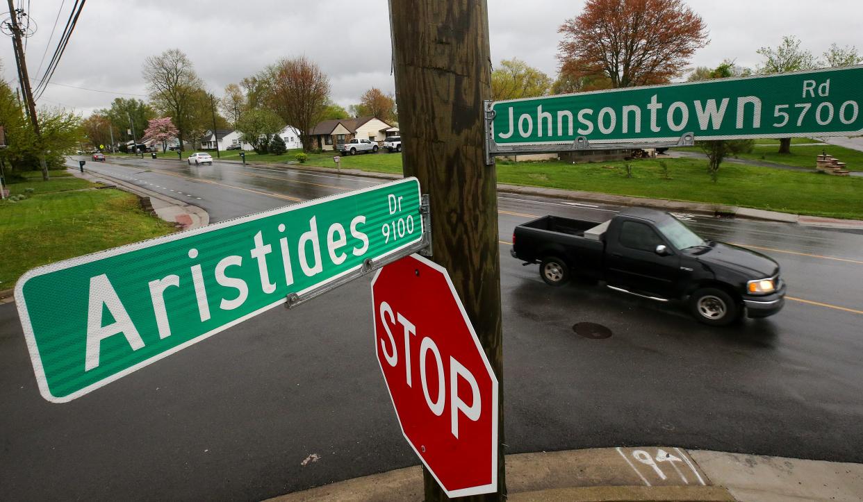 The corner of Aristides Drive and Johnsontown Road in Louisville. April 11, 2024