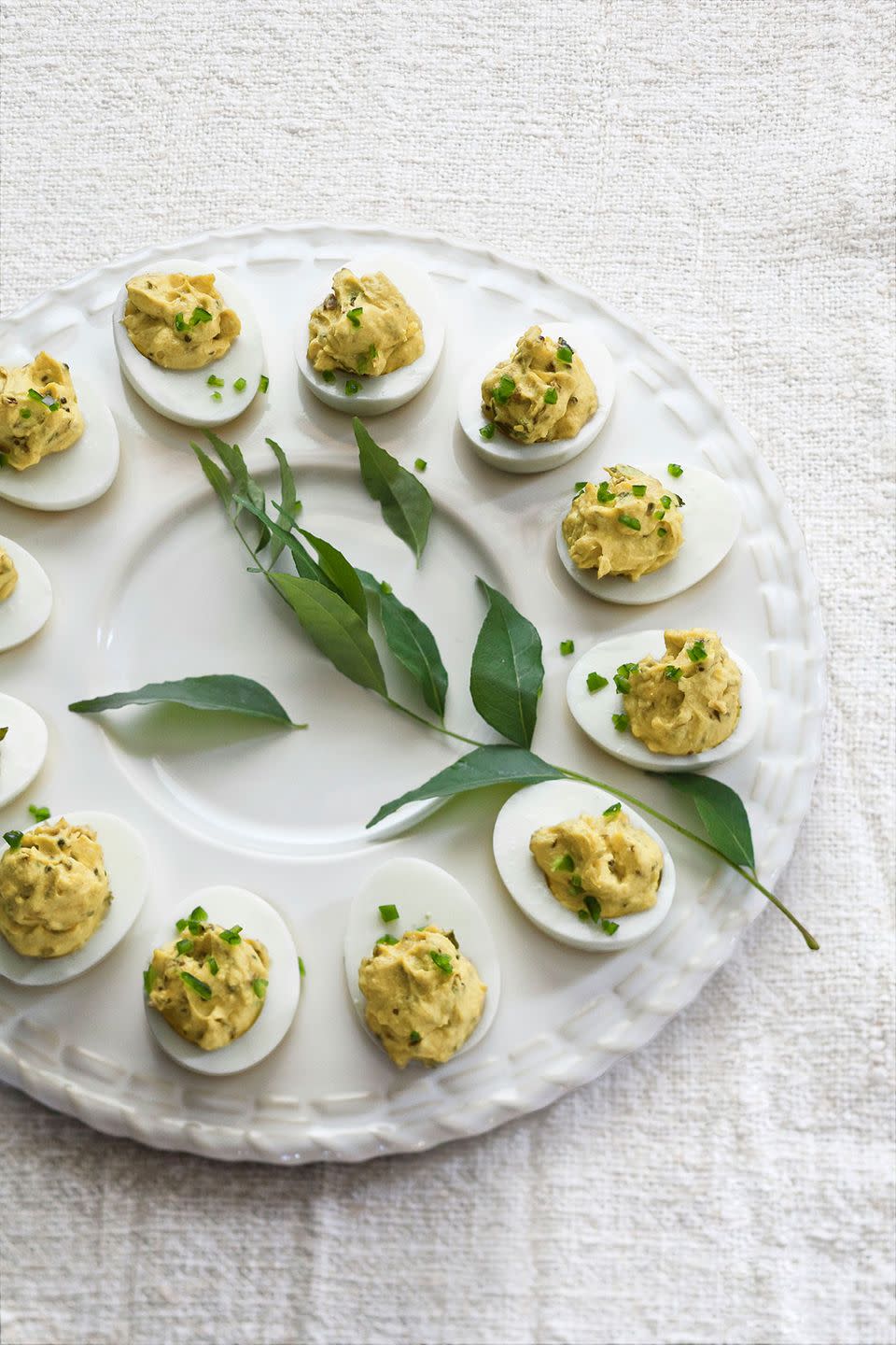 Deviled Eggs with Cilantro, Jalapeños, and Curry