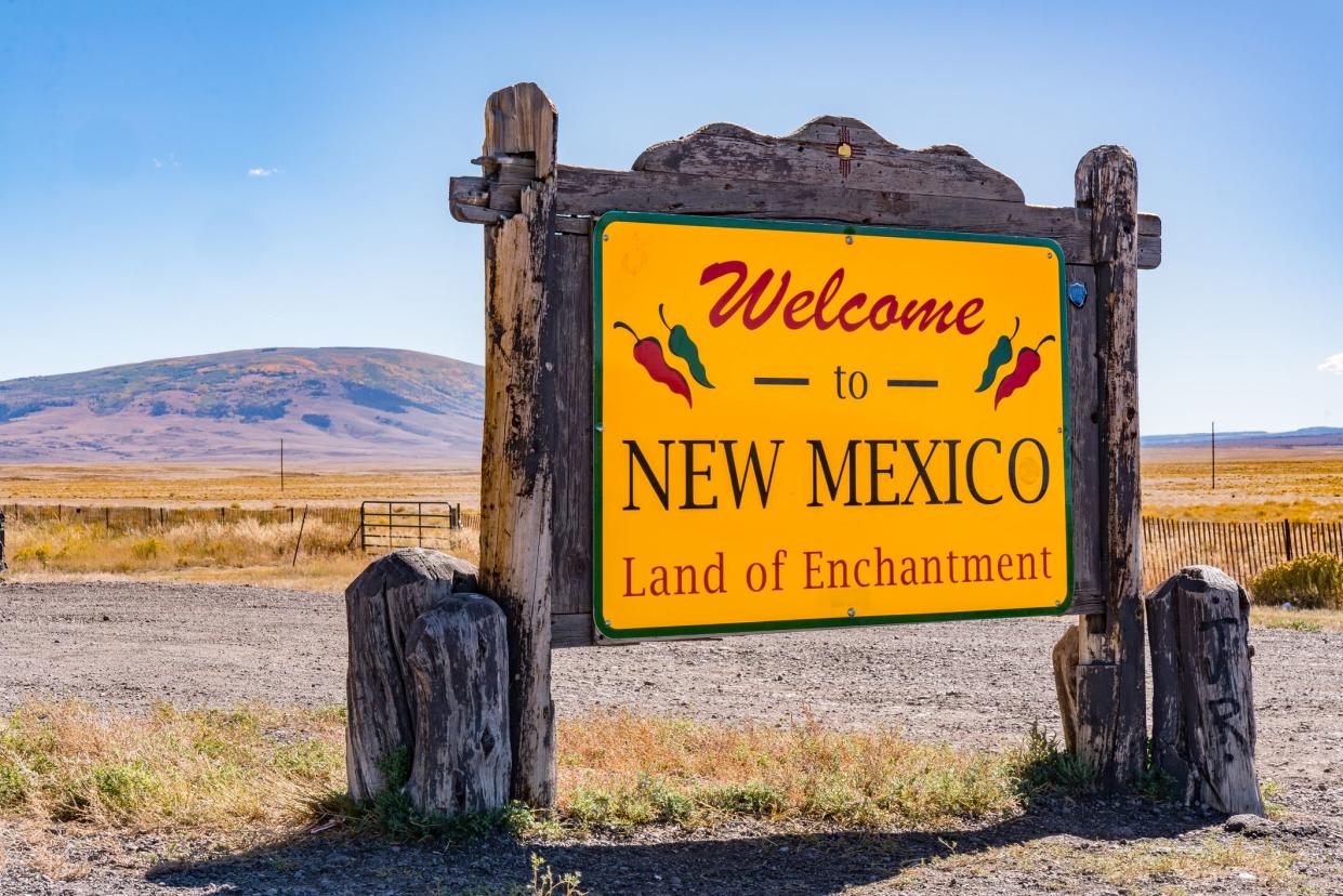 Antonito, CO - October 3, 2019: Welcome to New Mexico Sign near the Colorado - New Mexico Border