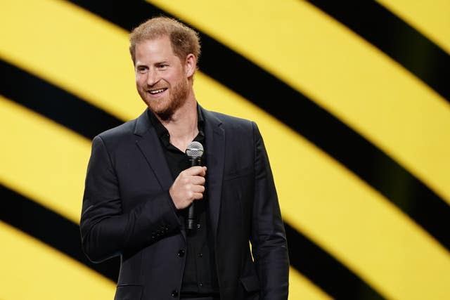 Harry speaking during the closing ceremony of the Invictus Games in Dusseldorf, Germany 