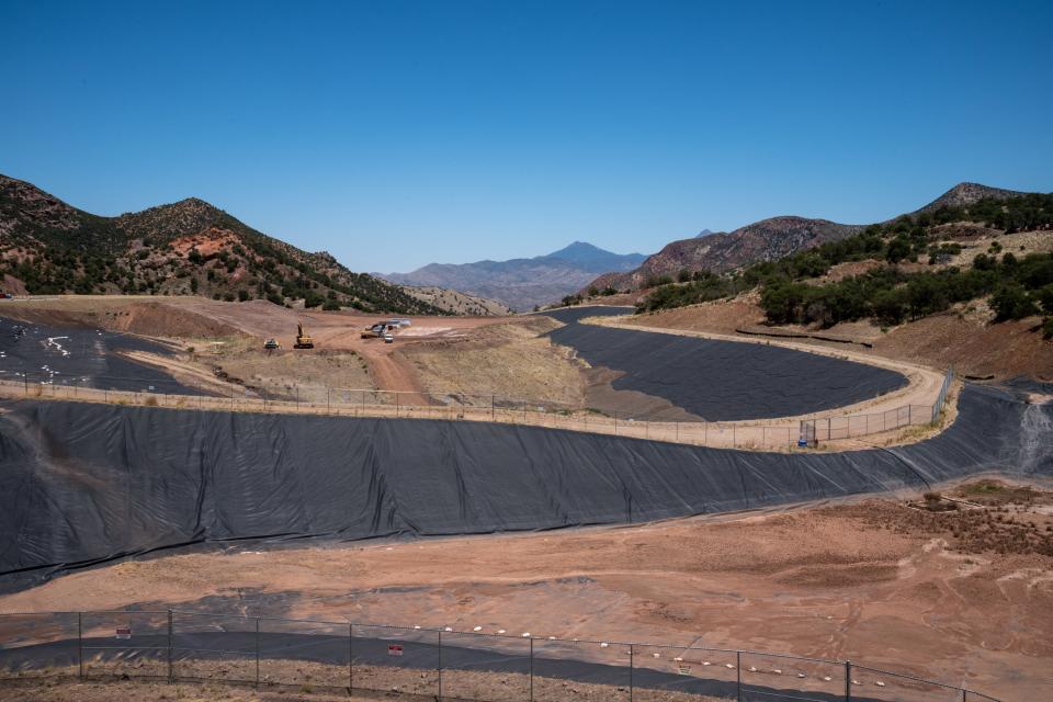 The dry stack tailing storage facility is seen at the Hermosa Mine near Patagonia, Arizona.