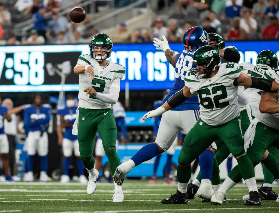 Zach Wilson was the second pick of the draft to the Jets. (Photo by Dustin Satloff/Getty Images)