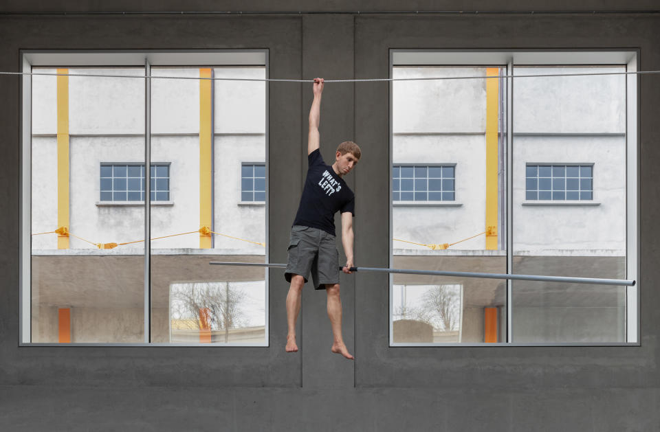 Exhibition view of “Useless Bodies” by Elmgreen & Dragset at Fondazione Prada. - Credit: Courtesy of Andrea Rossetti / Fo