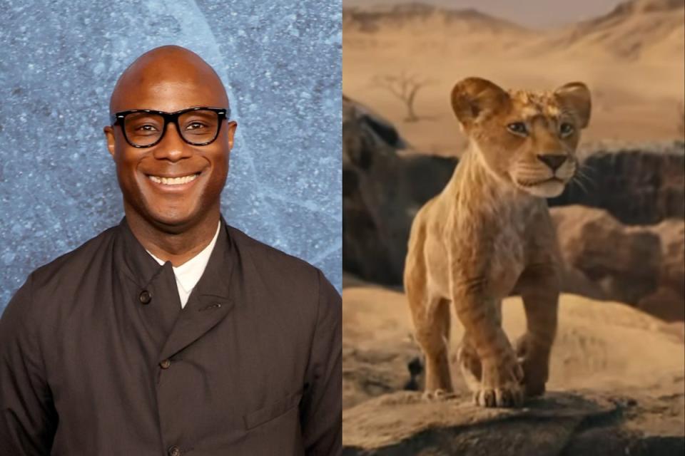 Barry Jenkins directs the forthcoming Lion King prequel (Getty / Walt Disney Studios / screengrab)