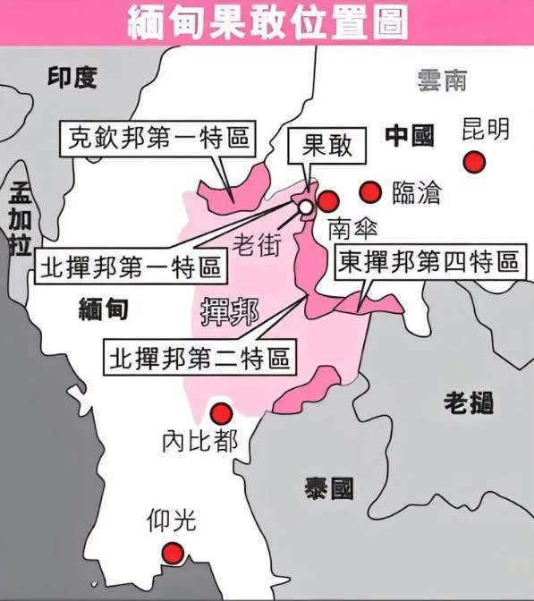 緬甸果敢、克欽位置圖。   圖 : 翻攝自雷姊的機械空間