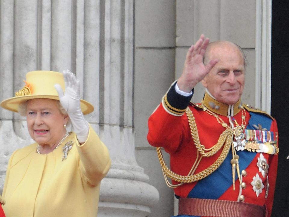 Queen Elizabeth II and Prince Philip, Duke of Edinburgh at the wedding of Prince William, Duke of Cambridge and Catherine, Duchess of Cambridge.