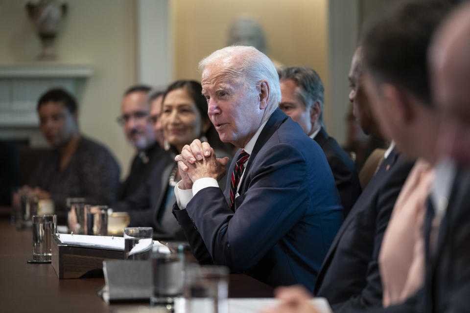 FILE - President Joe Biden speaks during a cabinet meeting at the White House, Sept. 6, 2022, in Washington. Biden is expected to discuss the prospect of another campaign with those closest to him when he departs Washington for a Christmas vacation.(AP Photo/Evan Vucci, File)