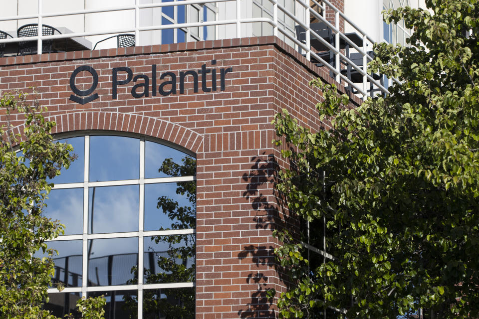 Palo Alto, CA, USA - April 30, 2022: Exterior view of the Palantir office in Palo Alto, California.  Palantir Technologies is an American software company that specializes in big data analytics.