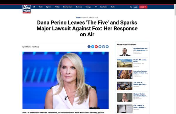 A false and scammy ad claimed Dana Perino was leaving the Fox News show The Five after so-called tensions with Sean Hannity and a lawsuit with the news network.