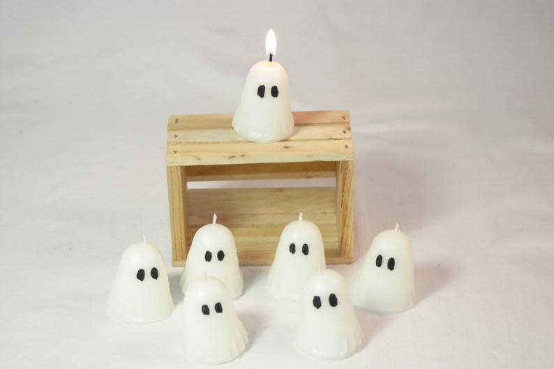 <p><a href="https://go.redirectingat.com?id=74968X1596630&url=https%3A%2F%2Fwww.etsy.com%2Flisting%2F243990007%2Fvotive-ghost-candle-halloween-ghost&sref=https%3A%2F%2Fwww.thepioneerwoman.com%2Fholidays-celebrations%2Fg32408286%2Fhalloween-candles%2F" rel="nofollow noopener" target="_blank" data-ylk="slk:Shop Now;elm:context_link;itc:0;sec:content-canvas" class="link ">Shop Now</a></p><p>Ghost Votive Candles</p><p>$7.50</p><p>etsy.com</p><span class="copyright">Etsy</span>