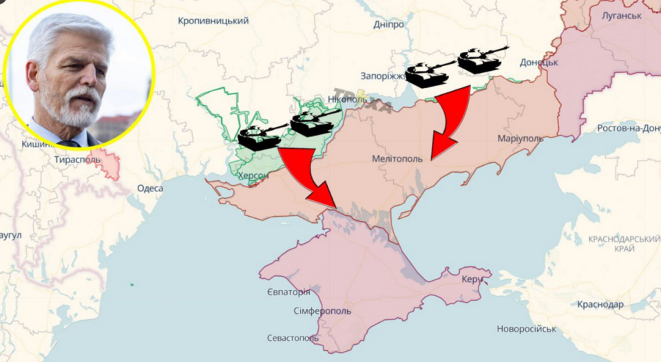 捷克總統帕維透露，烏克蘭正在準備最多 9 個機械化旅，要從不同方向進行反攻。 圖:翻攝自推特@NiKiTa_32156