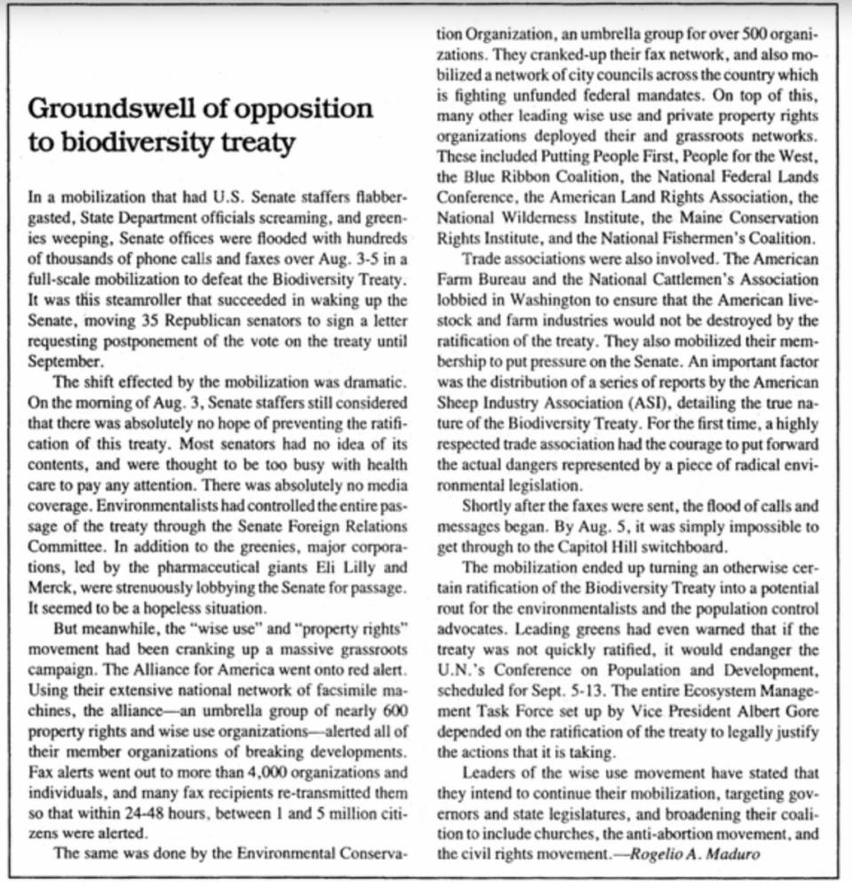 A piece by Rogelio Maduro in the Sept. 2, 1994, issue of Executive Intelligence Review. (Photo: Screenshot/Executive Intelligence Review)