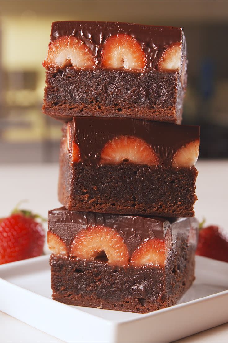 Chocolate Covered Strawberry Brownies