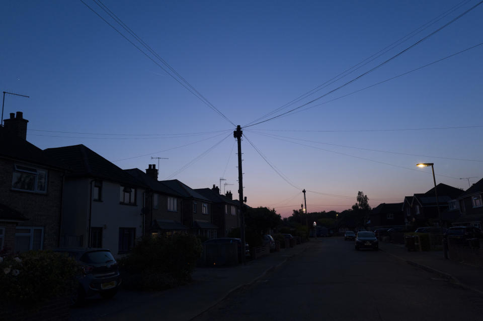 UK urban skyline at last light