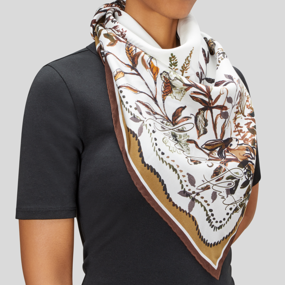 Hidden Garden Scarf 90 in Chestnut Silk