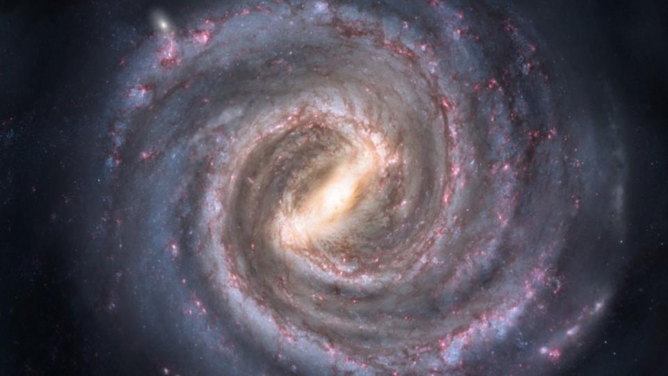 a white spiral galaxy in space