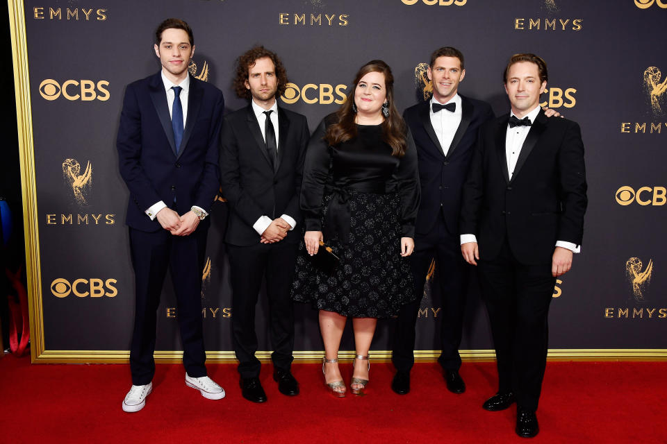 <p>Actors Pete Davidson, Kyle Mooney, Aidy Bryant, Mikey Day and Beck Bennett attend the 69th Primetime Emmy Awards on Sept. 17, 2017.<br> (Photo: Getty Images) </p>