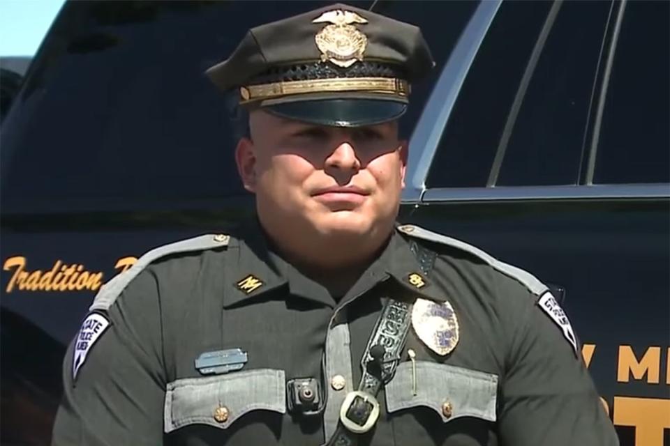 <p>KOAT/Youtube</p> Officer Ismael Perez.