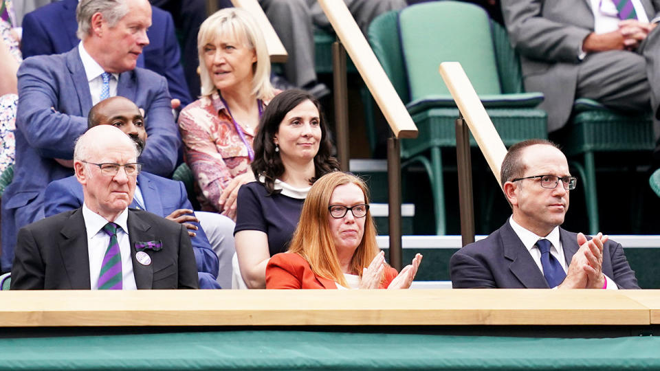 Dame Sarah Gilbert, pictured here in the Royal Box at Centre Court on day one of Wimbledon.