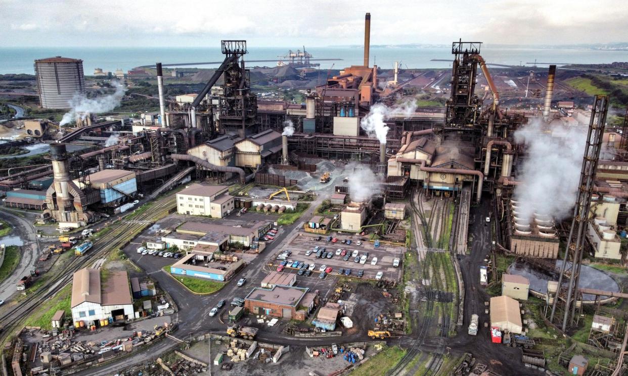 <span>Tata Steel's Port Talbot steelworks in south Wales. Unite members were to have begun industrial action on 8 July.</span><span>Photograph: Ben Birchall/PA</span>