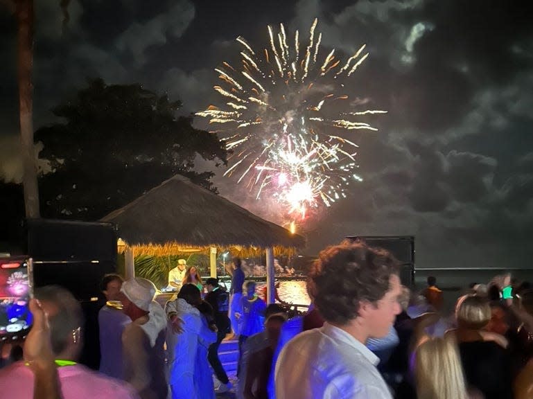 fireworks on a beach in canouan