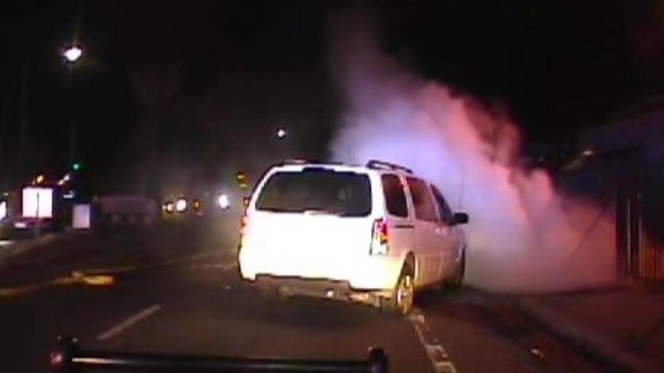 Victor Gray's totaled Chevy van after the high-speed chase with police. / Credit: Sacramento County District Attorney's Office/ PRA Request